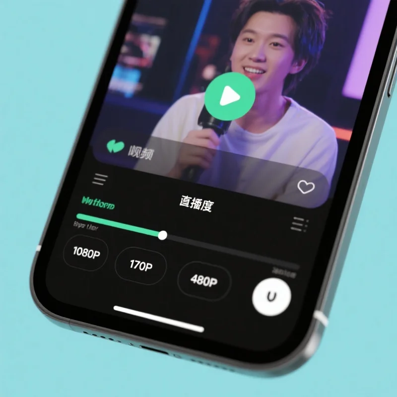 智能手机屏幕显示直播应用的画质和通知设置