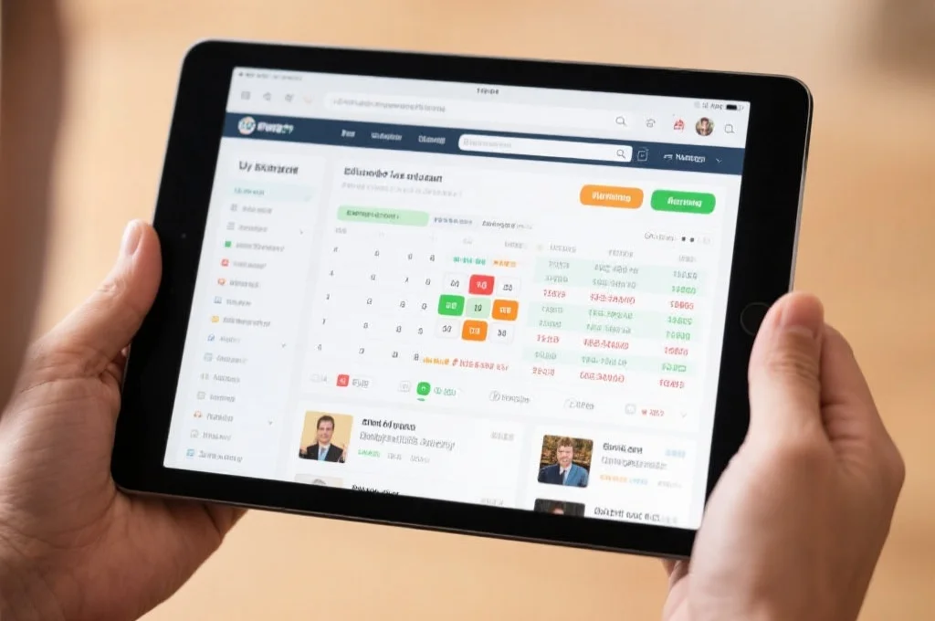 用户正在用平板电脑横屏浏览网站，界面清晰，包含开奖数据和资讯栏目